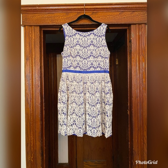 Shoshanna June Lace Dress: Ivory/French Blue - Picture 5 of 9